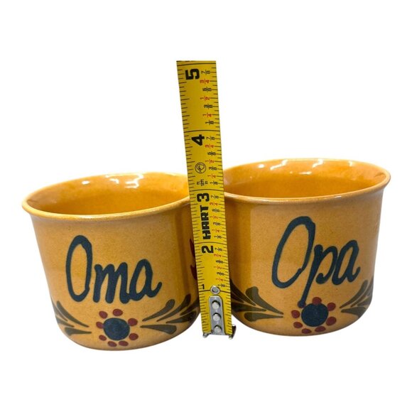 Vintage Oma & Opa German Ceramic Coffee Mugs Sunflower Folksy Pair cup Set Lot 2 - Picture 4 of 8